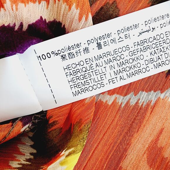 Zara Oversized Colorful V-Neck Long Sleeve Semi-Sheer Top Size XS Yellow Purple - Picture 7 of 9